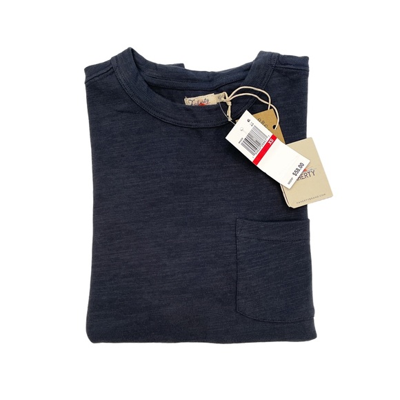 FAHERTY Slub Cotton Short Sleeve T-Shirt in Blue Night - NWT - Picture 3 of 3
